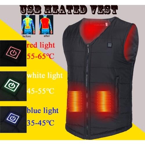 Men Women USB Electric Heated Vest Sleeveless Jacket Winter Thermal Heated Clothing Coat Body Warmer for Hunting Skiing Hiking