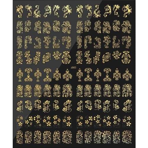 1 Sheet 108pcs Designs Nail Stickers 3D Flower Adhesive Hot Stamping Nail Art Decorations 4 Colors Decals For DIY Manicure NL107