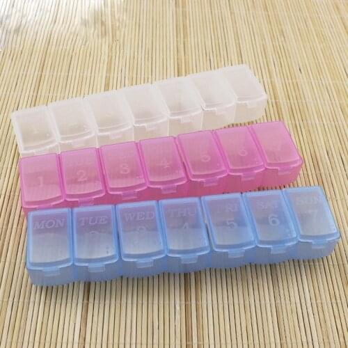 1 pcs Portable long strip 7-grid box Travel with a week of medicine box jewelry accessories plastic storage box