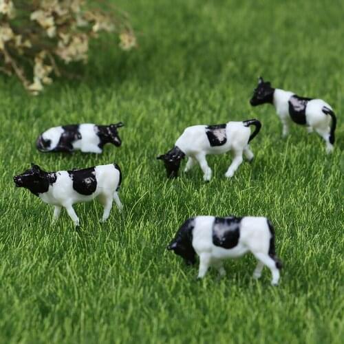 10pcs 1:87 Scale Soft Rubber DIY Colorful Cow Model Train Layout Model Building Toys Wholesale Kids Educational Toys