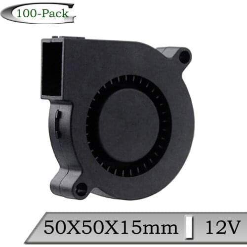 100PCS Gdstime DC 12V 50x15mm Black Brushless Cooling Blower Fan 5015 50mm 5cm Cooler Fan
