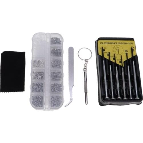 1100pcs Glasses Screws Tool Set for Sunglasses with Key-chain Screwdriver, Tweezers, and Glasses Cleaning Cloth