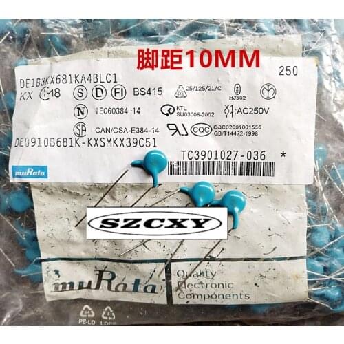 250PCS new DE1B3KX681KA4BLC1 X1 Y1 681K 250V 680PF footrel 10MM