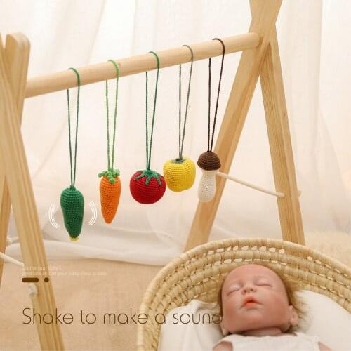 6 Pcs Nordic Style Baby Gym Play Nursery Sensory Crochet Fruit Pendant Toy Fitness Frame Room Decor Clothes Rack Toy for Kids