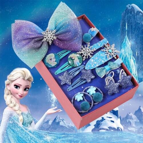 Frozen Hair Accessories Childrens Hairpin Elsa Princess Cute Bow Headdress Girl Rubber Band