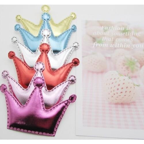 8*5.5cm 12pcs/lot Pu crown Padded Appliques for Children Headwear Hair clip Accessories and Garment Accessories