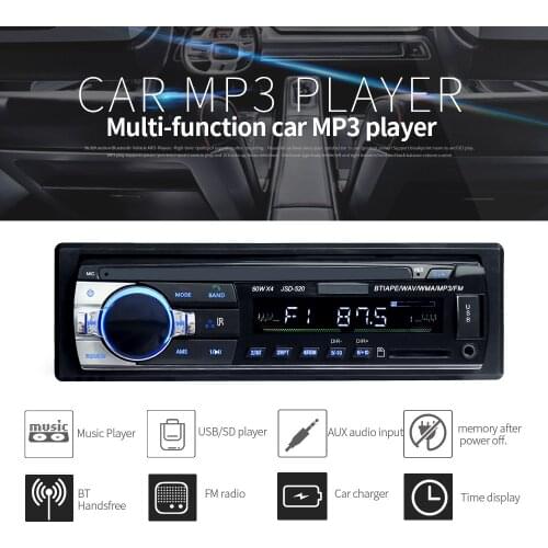 Car Radio Stereo Player Digital Bluetooth Car MP3 Player 60Wx4 FM Radio Stereo Audio Music USB/SD with In Dash AUX Input