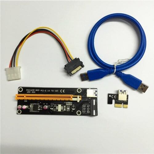 Free Ship 2PCS PCI-E 1X Turn 16X Extension Cord PCIE USB3.0 for Bitcoin Litecoin Miner Machine Graphics Card Extend Riser Card
