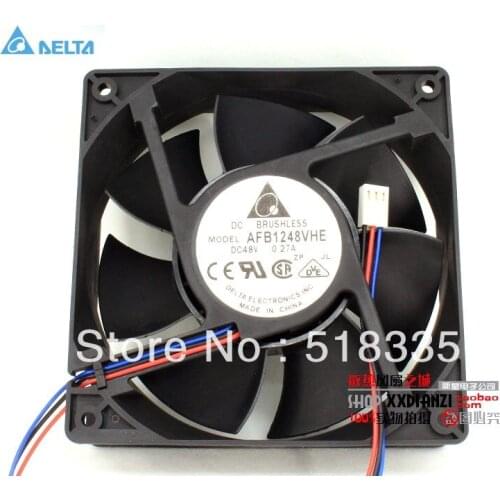 For delta AFB1248VHE 12038 12cm 1238 120*120*38mm 48V DC 0.27A 3-line double ball bearing cooling fan