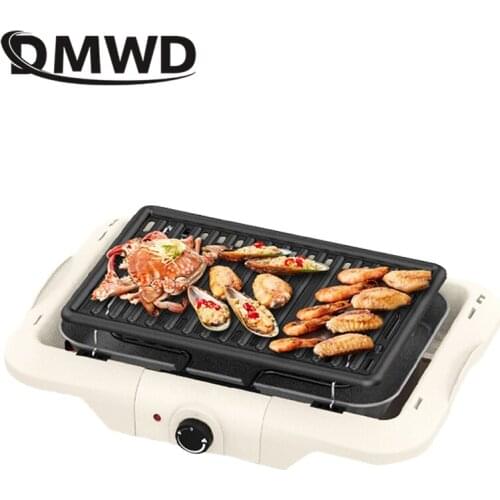 DMWD 1850W 220V Household Smokeless Barbecue Oven Machine Electric Roasting Pan BBQ Griddles Kebab BBQ Grill Non-stick Cookware