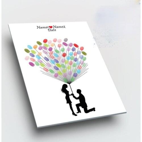 Wedding Tree Guest Book Alternative Print Finger Custom Guest Book Unique Guest Wedding Tree With Lover Propose Sign In Book