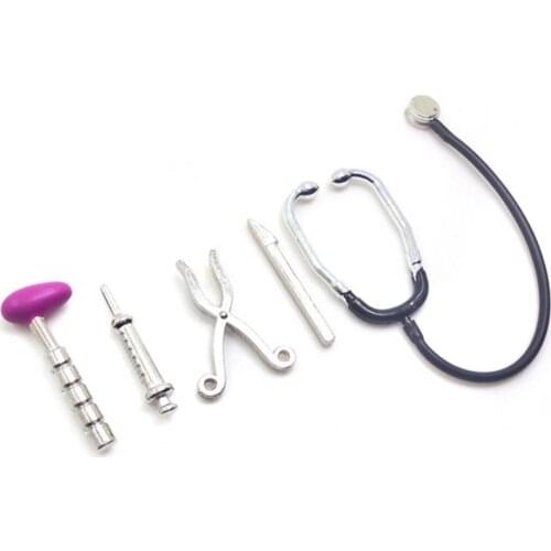 5Pcs 1/12 Dollhouse Mini Stethoscope Care Tools Hospital Accessories Toys Set