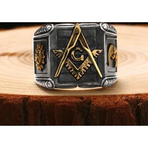 New Thai silver sun moon geometric ring designer original unique craft punk style domineering exaggerated mens jewelry