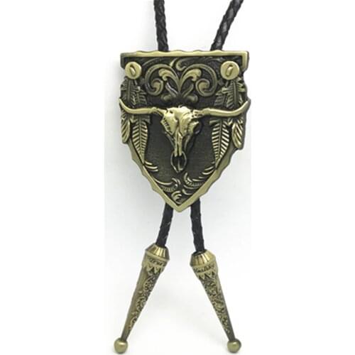 Cowboy tie men bow tie clothing accessories cow scalp rope bronze wear-resisting zinc alloy fashion