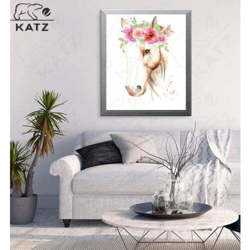 Horse with Flowers Diamond Mosaic Gift Diy Cartoon Diamond Painting Children Embroidery Crossing Cross Stitch Home Decoration