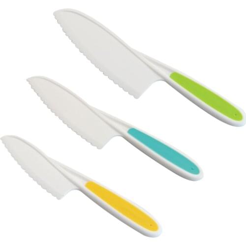 Set of 3) Plastic Knife for Kids Montessori Practical Material Basic Skill Learning Tools Childrens Kitchen Pretend Game