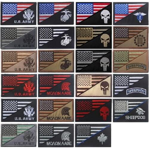 Embroidered Patches American Flag Patches Skeleton Patches SHEEPDOG Patches Confident Three Percenter Patches For Clothes Bag