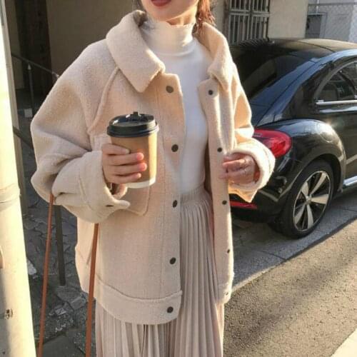 Women Winter Solid Overcoat Early Spring Loose Coat Female New Plush Coat Shirt Jacket Korean Fashion Warmth Ladies Clothings