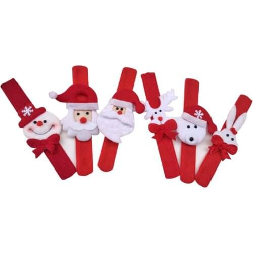 Christmas Decoration Pat Circle Hand Rings Snowman Bear Elk Santa Claus Sequins led Luminous Slap Bracelet LX8678