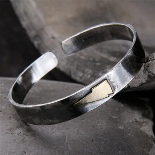 S925 Sterling Silver Retro Thai Silver Fashion Lightning Open Ended Men And Women Bangle
