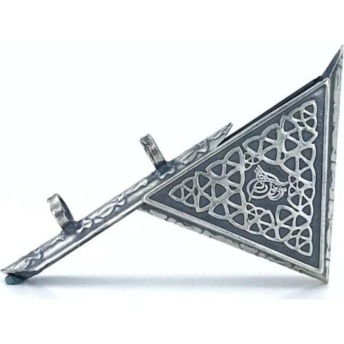 Big size Amulet Dualık Tuğra Engraved Silver Necklace