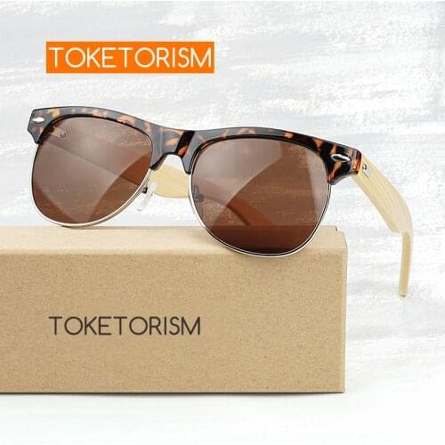 Toketorism mens fashion semi rimless sunglasses woman bamboo sunglasses summer glasses 9201