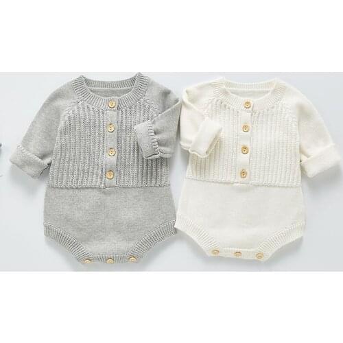 Spring Baby Girls Long Sleeve Pure Color Rompers Jumpsuit Clothes Autumn Cute Kids Baby Girl Knit Clothes Rompers