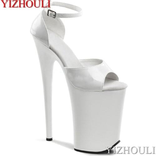 23 cm sexy stiletto heels, shiny upper, bare toe strap, 9 inch super high heels, summer dancing shoes
