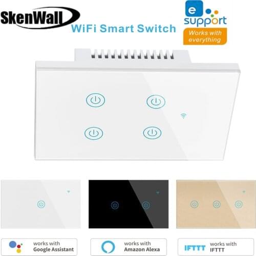 1 2 3 4 Gang WiFi Smart Switch Tuya Glass Touch Panel Wall Switch Wireless Control Alexa Google Home Compatible 100-240V AC