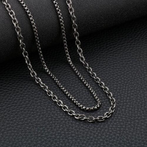 Simple Fashion Trend Chains Necklace Men Personality Silver color Black Titanium Steel Chain Necklace For Men Jewelry