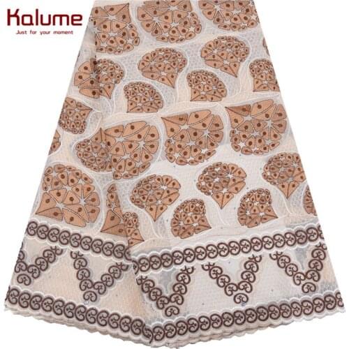 Kalume 2020 High Quality African Lace Fabric Cotton Fabric Embroidery Swiss Voile Cotton Lace Fabric For Nigerian Dress F2124