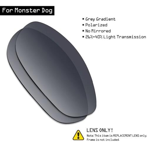 SmartVLT Polarized Sunglasses Replacement Lenses for Oakley Monster Dog - Grey Gradient Tint
