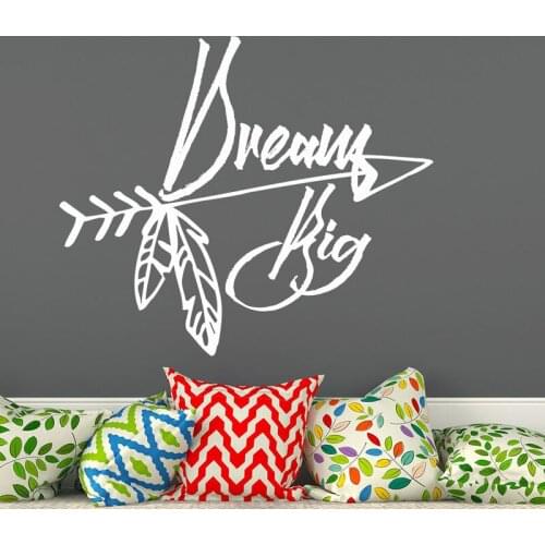 ZOOYOO Dream Big Arrow Wall Sticker Home Decor Wall Decals Kids Children Bedroom Vinyl Art Murals Decoration