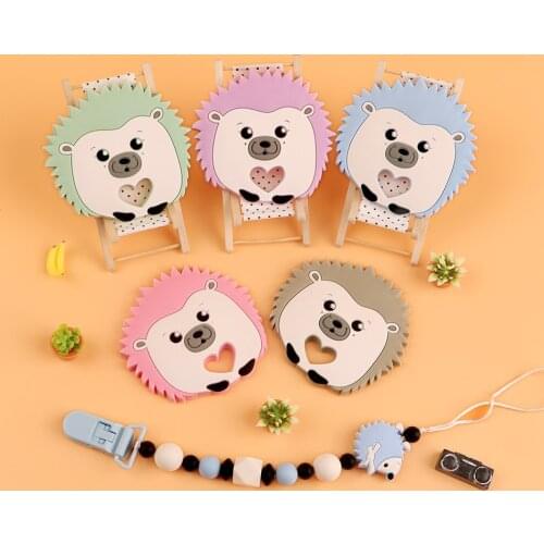 Kovict 1pcs Hedgehog Silicone Teether Animal Cartoon Baby teething Necklace Chew Charms Baby Products Toddler Toys