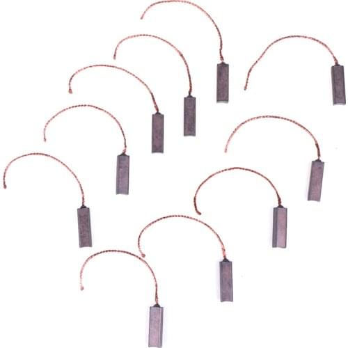 High Quality 10pcs Carbon Brushes Wire Leads Generator Generic Electric Motor Brush Replacement 4.5 X 6.5 X 20mm