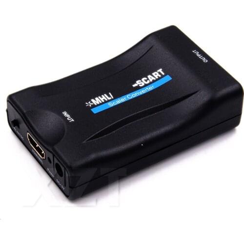 1080P Input HDMI to Scart Converter Audio Video Adapter for HDTV Sky Box STB Smartphone HD TV DVD Projector AV Signal Upscale