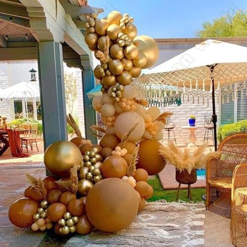 175pcs Cream Peach Latex Balloon Arch Kit White Gold Balloon Garland Wedding Birthday Party Dinner Table Baby Shower Decoration