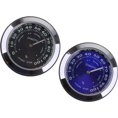2pcs Car Decoration Clock Auto Hygrometer Decoration Clock Black