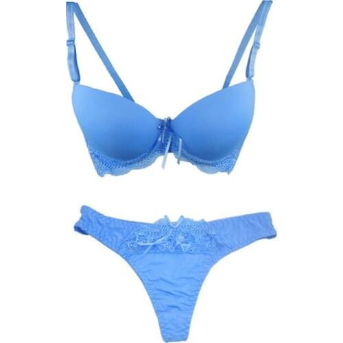 2016 Summer Style Sexy Bra and thong set Women Underwear Seamless Bra Lace Satin Micro Panty Lingerie Sets Female Underwear