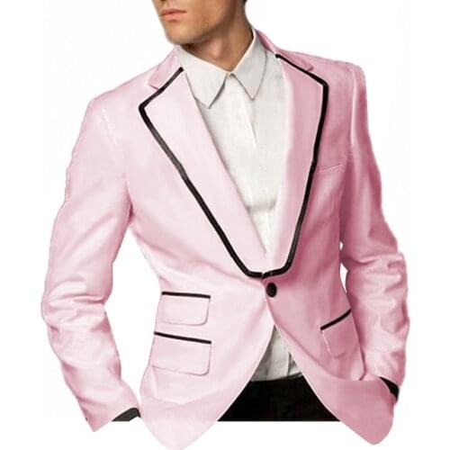 2021 Pink 2 Pieces Mens Formal Party Tuxedos For Dinner Suit Men Notch Lapel Formal Prom Wedding Suits For Men Jacket+Pants
