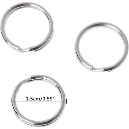 30pcs 15mm Key Ring Stainless Steel Split Keychain EDC Round Loop Hoop Buckle