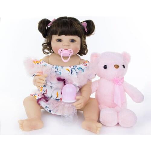 57cm Realistic silicone Doll Reborn 22 Inch Full Vinyl Bonecas vinyl newborn bebe cute dolls birthday gift bathe brinquedos
