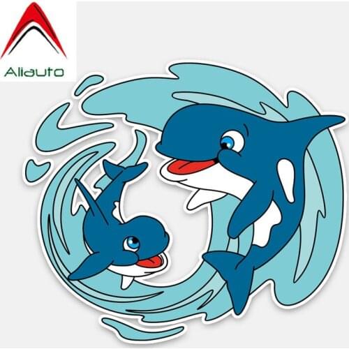 Aliauto Cartoon Animal Car Stickers Lovely Dolphin PVC Decal Cover Scratches for Chevrolet Orlando Audi A3 Honda ,15cm*13cm