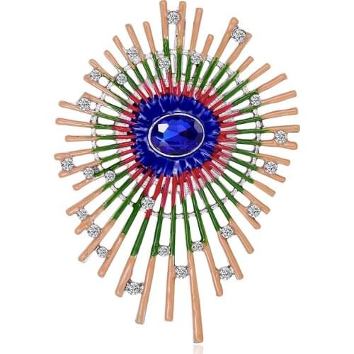 CINDY XIANG New Arrival Exaggerate Enamel Geometric Brooches 2021 Vintage Rhinestone Blue Crystal Brooch Pins Jewelry Party Gift