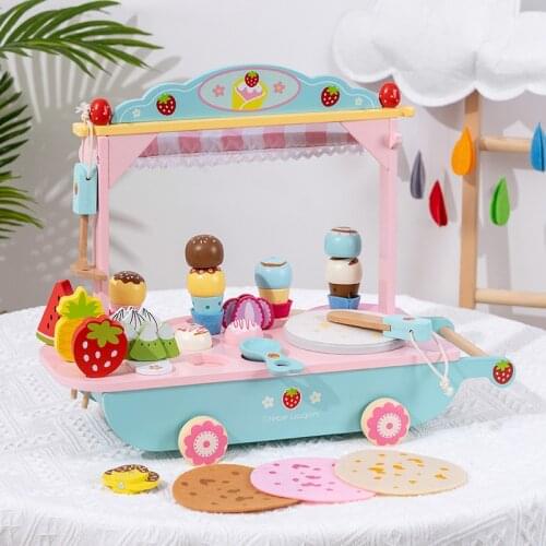 Wood Ice Cream Car Stalls Trolley House Play Educational Toys Truck Candy Trolley Ice Cream House Brain Game Kids Toys