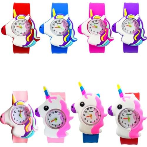 Children Watch 4 Styles Cartoon Animal Unicorn Pony Shape Sports Quartz Kids Watch for Girl Boy Baby Gift Learning Time Clock