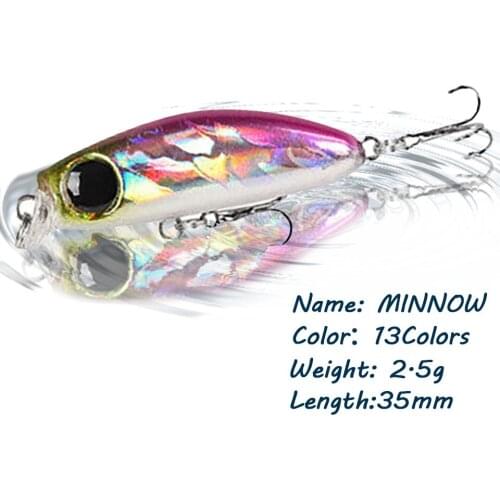 GOBYGO 1PCS 35MM 2.5G Minnow Fishing Lure Mini Hard Bait Crankbait Pike Sinking Bass Wobbler Japanese Design Floating Swimbait