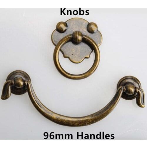 96mm Classical drop rings handles knobs bronze drawer cabinet pulls knobs antique brass dresser handles vintage style furniture