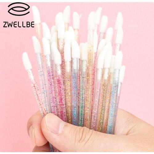 50Pcs Disposable Lip Brush Eyelash Brushes Crystal Lashes Micro Brushes Eyelash Extension Applicator Cleaner Beauty Makeup Tools