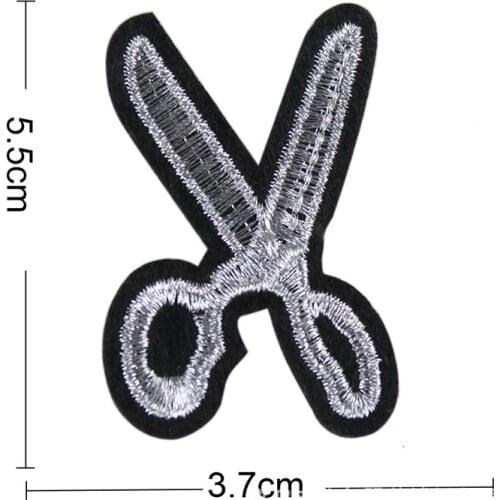 Cute Scissors DIY Cloth Badges Patch Embroidered Applique Sewing Label Clothes Stickers Apparel Accessories